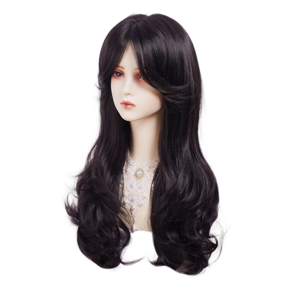 Gerulyss Black Wig Women 20” Long Wavy Layered Synthetic Wig with Bangs Cosplay